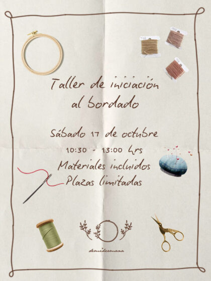 Taller de Iniciación al bordado - sábado 17 de octubre 10:30