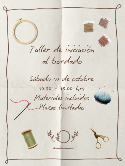 Taller de Iniciación al bordado - sábado 10 de octubre 10:30